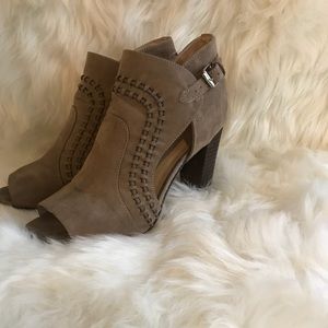 Suede Peep toe booties size 10